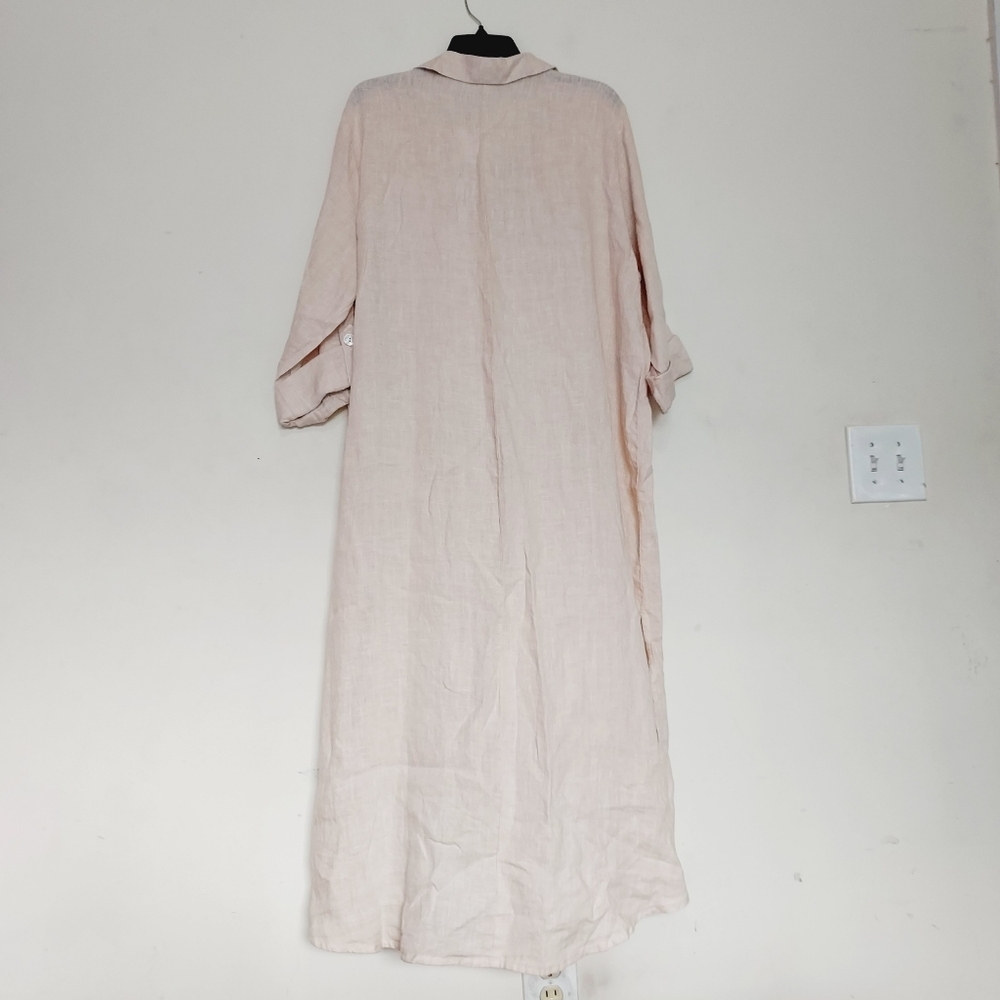 Zara 100% linen Tunic Casual Loose Fit Long Dress Sz-L - Picture 8 of 9